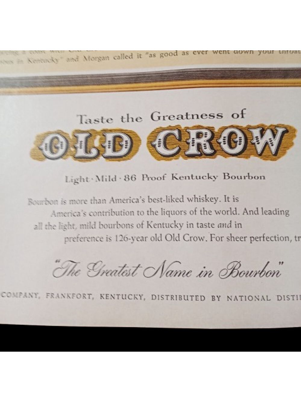 Vintage 1961 Old Crow Whiskey Print Ad LIFE Magazine Bourbon Bar Decor - Picture 4 of 10